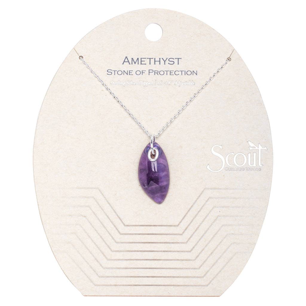 Scout Curated Wears - Organic Stone Necklace Amethyst/Silver - Stone of Protection