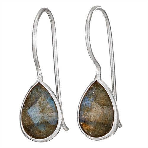 Tiger Mountain Jewelry - Gilded Raindrop Labradorite Sterling Silver Earrings