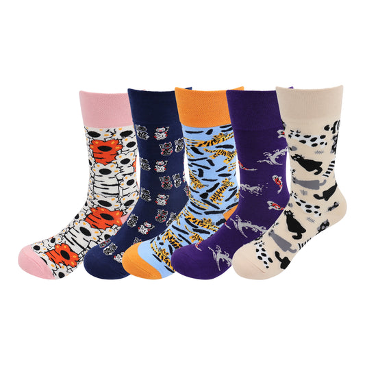 Animal Socks - Lucky Cat, Paw, Tiger, Fish Cotton Fun Socks