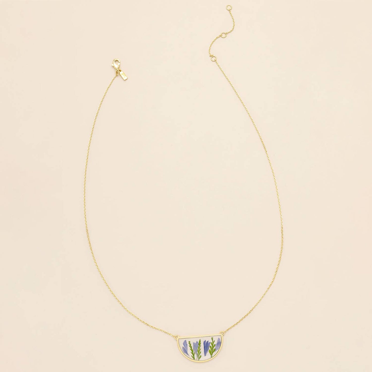 Scout Curated Wears - Pressed Flower Necklace - Purple Cornflower/Gold