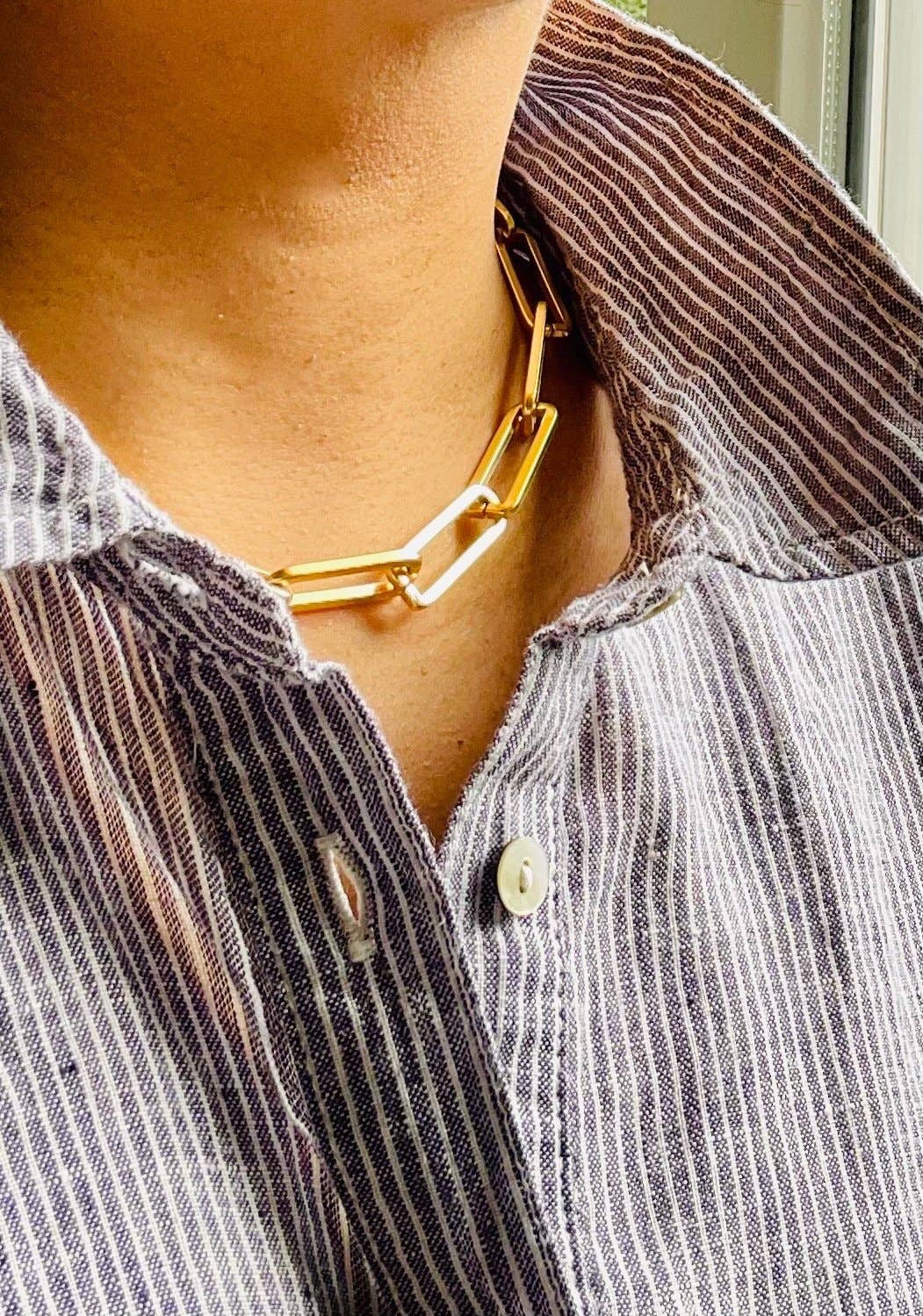 David Aubrey Jewelry - Gold Paperclip Chain Necklace