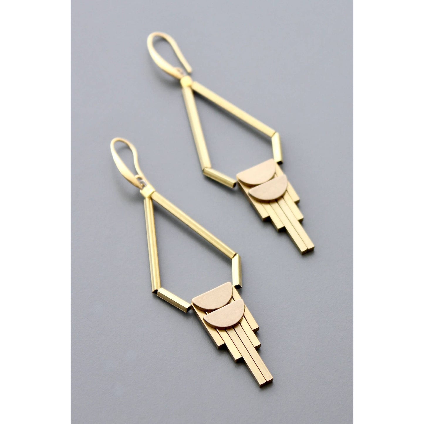 David Aubrey Jewelry - HYLE83 Brass Artdeco Dangle Earrings