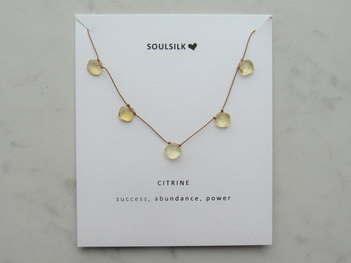 Soulsilk - Citrine 5 Stone Necklace- Happiness