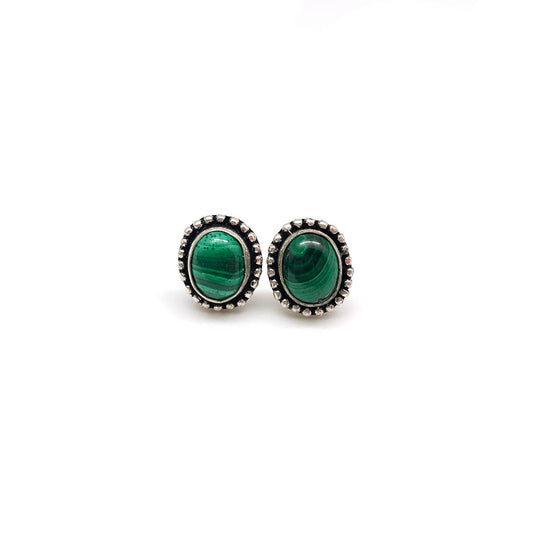 Anju Jewelry - Kashi Semiprecious Stone Post Earrings - Malachite