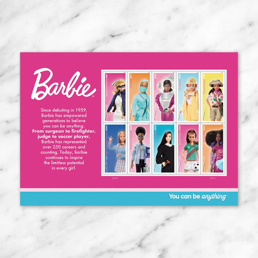 Barbie Stamps – Sheet of 10 Forever® USPS Stamps