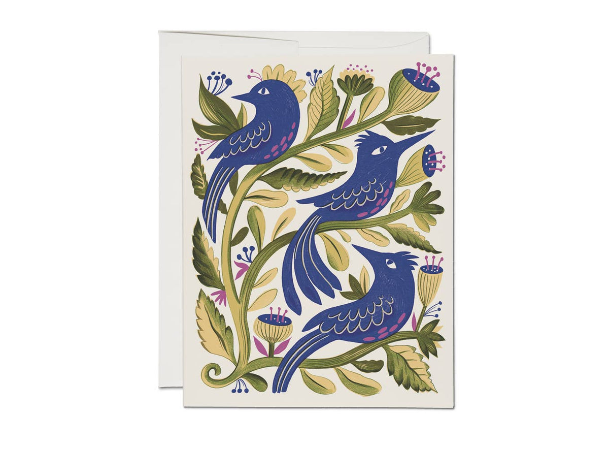 Red Cap Cards - Purple Birds everyday greeting card