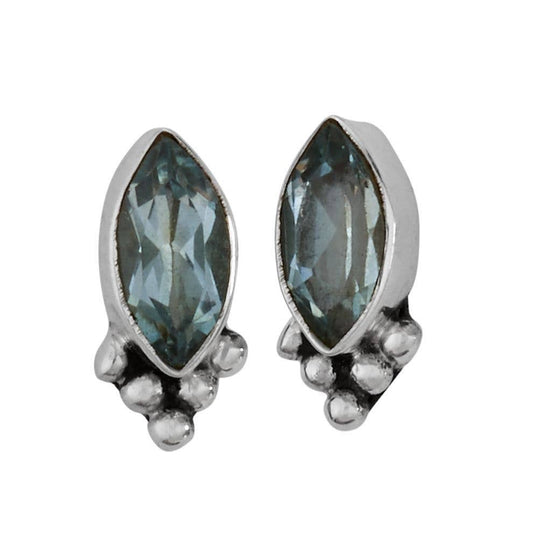 Tiger Mountain Jewelry - A Cool Touch Studs Sterling Silver & Blue Topaz