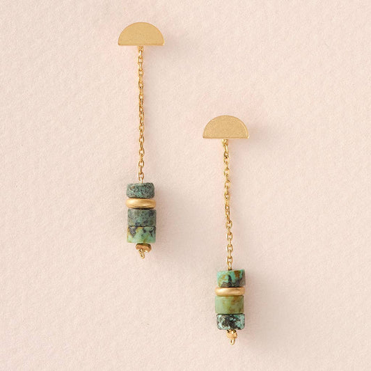 Scout Curated Wears - Stone Meteor Thread/Jacket Earring - African Turquoise/Gold