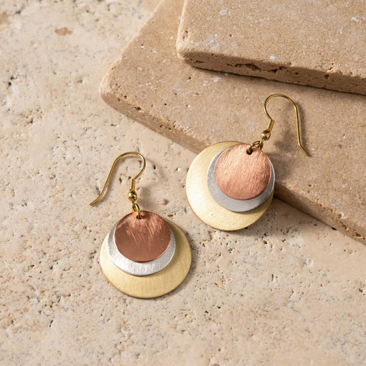 Ten Thousand Villages - Jharana Layered Disc Earrings