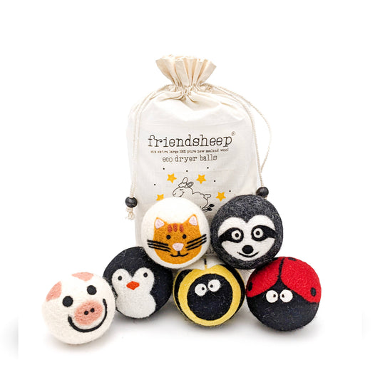 Friendsheep - Critter Camp Eco Wool Dryer Balls - bee, pig, cat, sloth,...