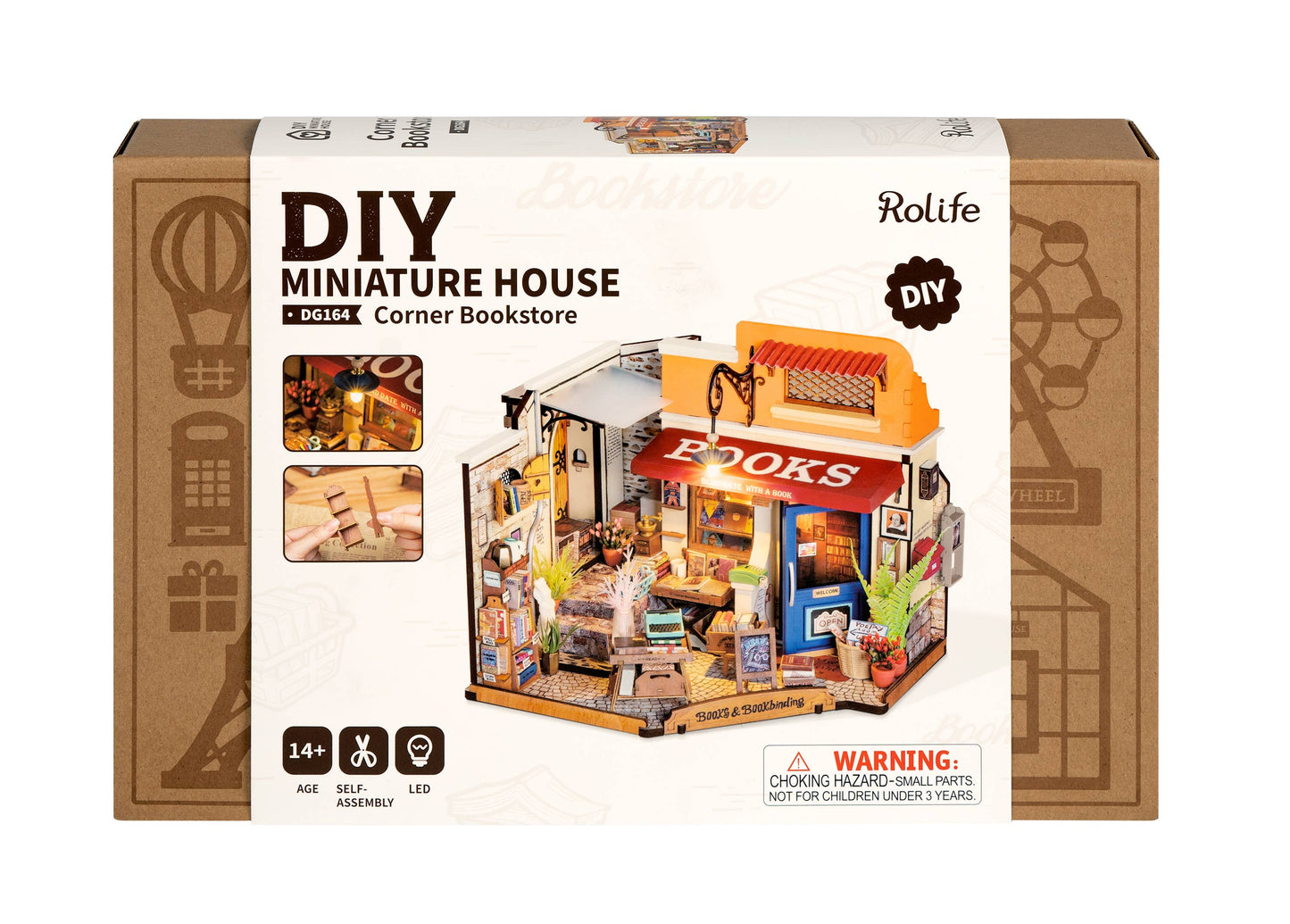Robotime - DG164 Corner Bookstore Rolife DIY Miniature House Kit