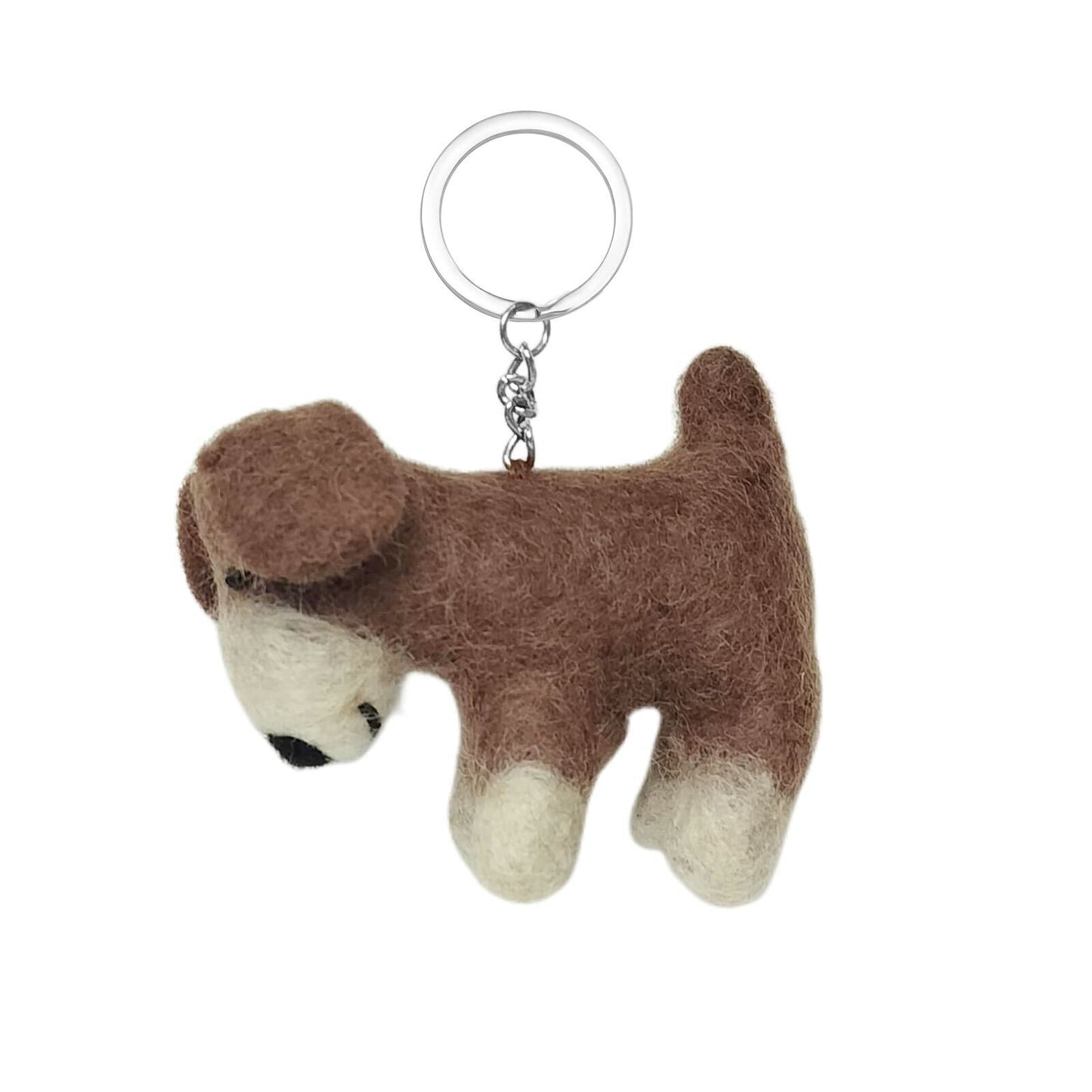 Handmade Wool Felt Dog Keychain – Cute Puppy Bag Charm for Dog Lovers