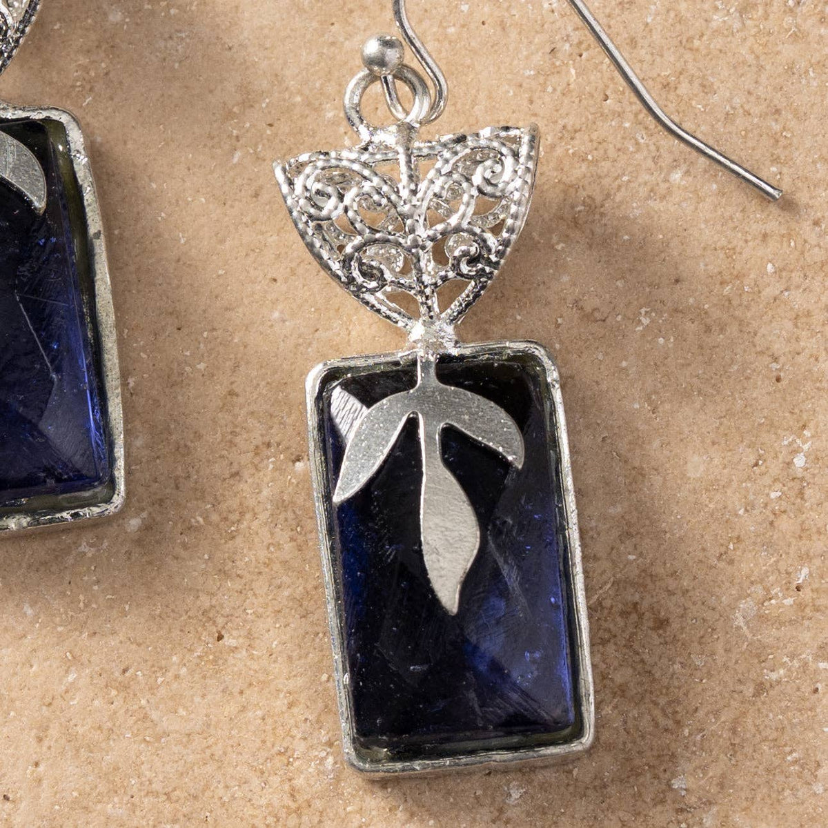 Ten Thousand Villages - Chandra Glass Stone & Leaf Earrings
