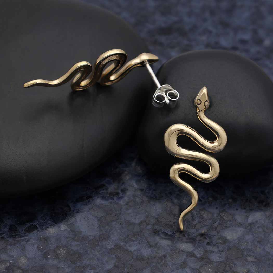 Nina Designs - Large Snake Post Earrings 28x12mm