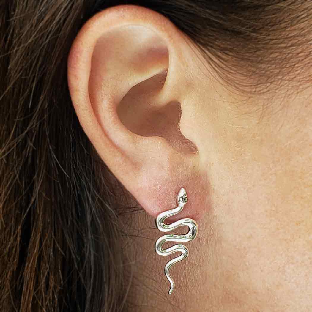 Nina Designs - Large Snake Post Earrings 28x12mm