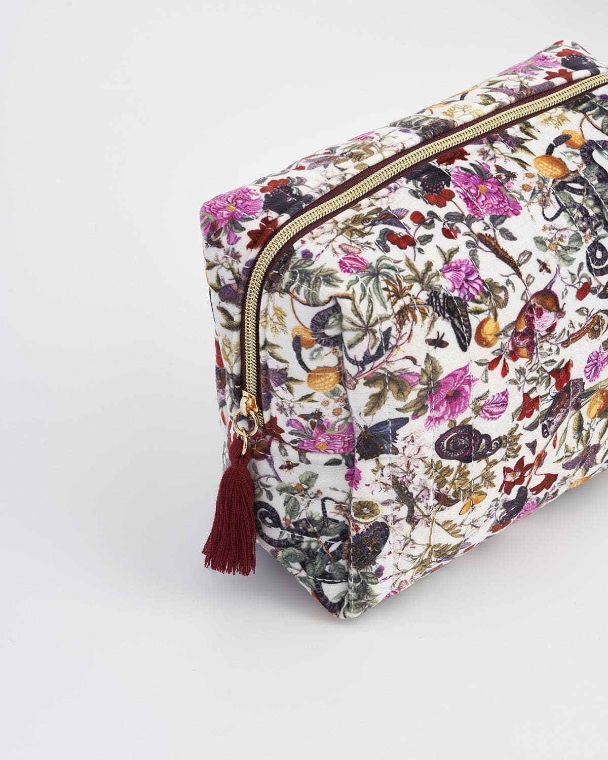 Fable England - FABLE Floral Engravings Large Velvet Cosmetic Bag