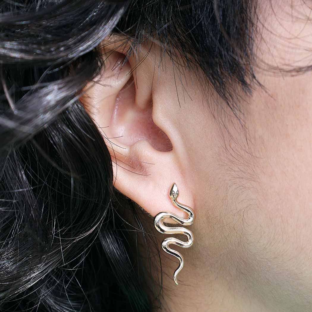 Nina Designs - Large Snake Post Earrings 28x12mm