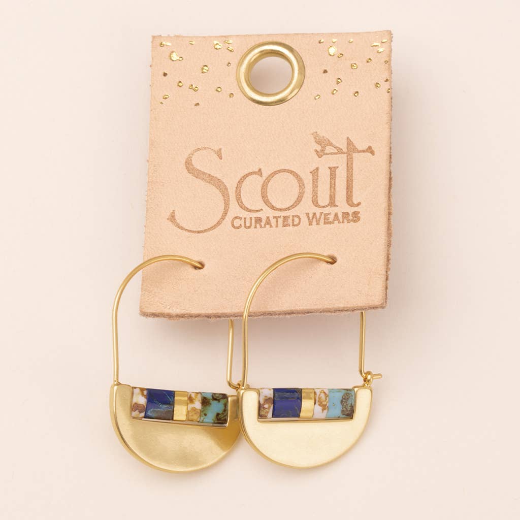 Scout Curated Wears - Good Karma Miyuki Crescent Hoop - Indigo/Gold