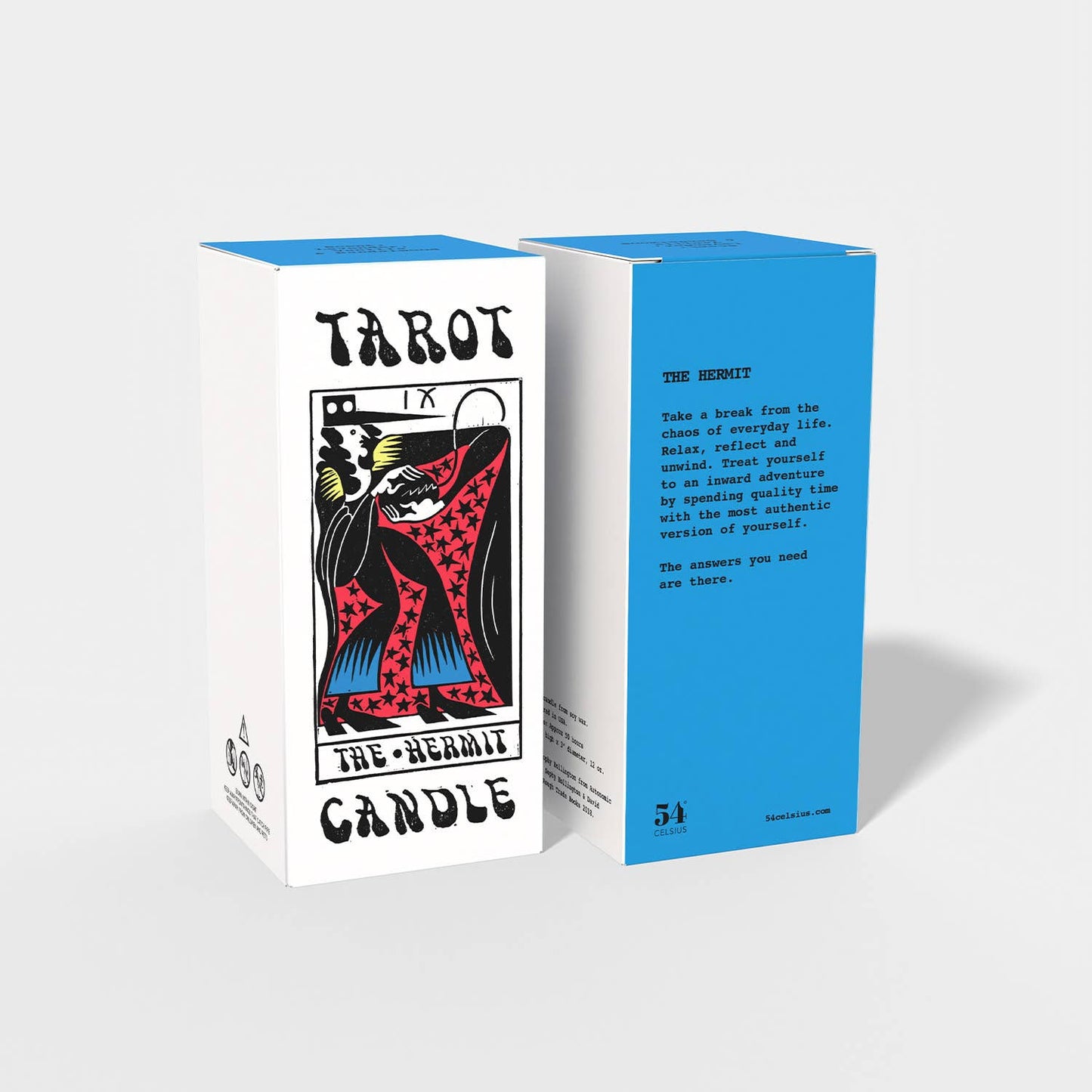 54 Celsius - Tarot Hermit Candle - 6" Tall & 60 Hr Burn, Lav. & Vanilla