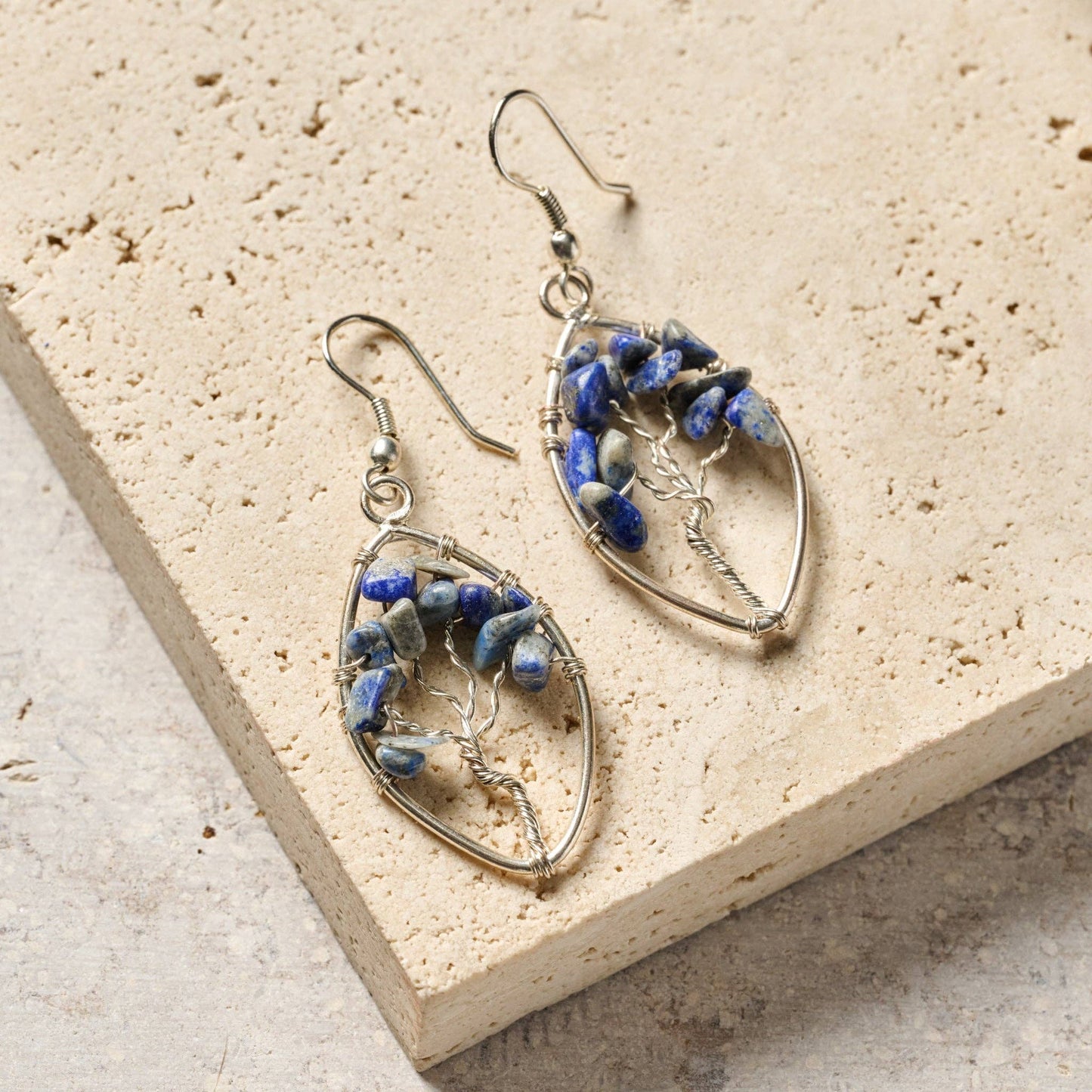 Ten Thousand Villages - Lapis Tree Drop Earrings
