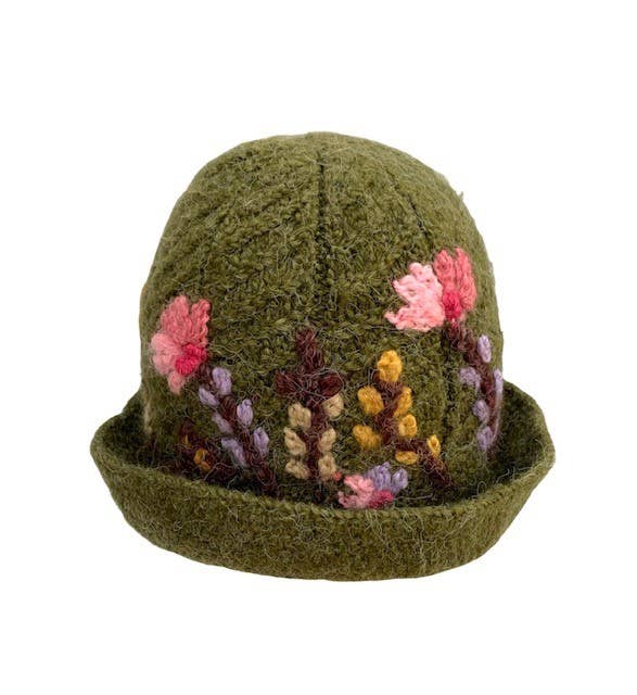 Peruvian Trading Company - AA81-B Hand knit Floral Bucket Hat