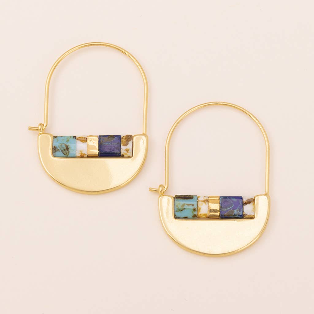 Scout Curated Wears - Good Karma Miyuki Crescent Hoop - Indigo/Gold