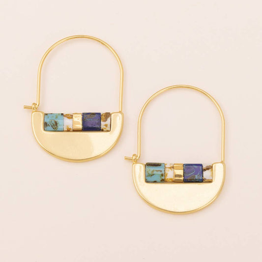 Scout Curated Wears - Good Karma Miyuki Crescent Hoop - Indigo/Gold