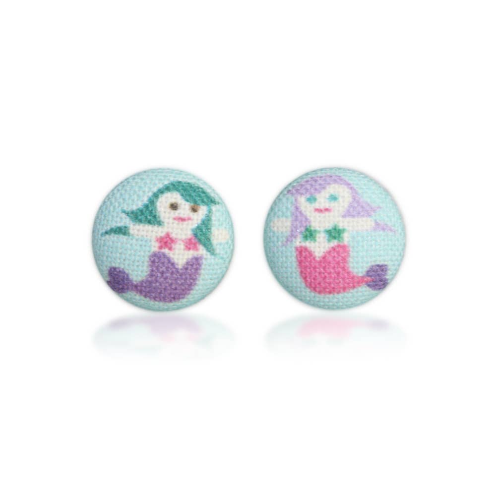 Rachel O's - Mermaid Fabric Button Earrings