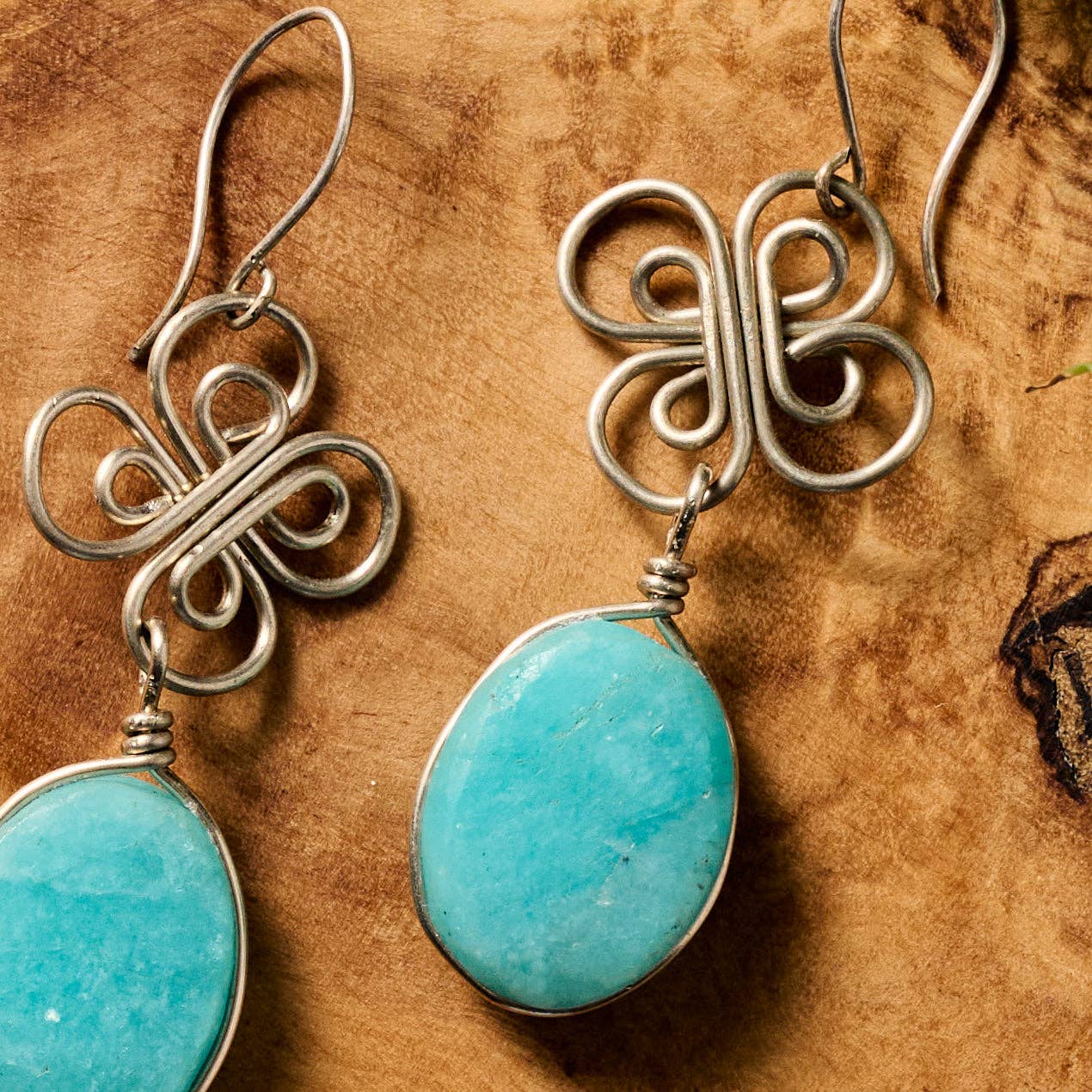 Ten Thousand Villages - Trebol Amazonite Dangle Earrings