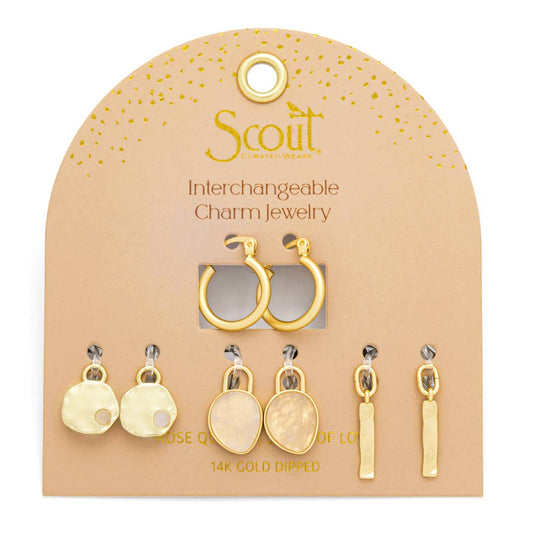 Scout Curated Wears - Interchangeable Charm Earring - Rose Quartz/Love/Gold