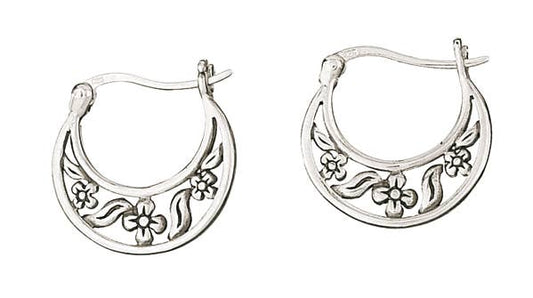Tiger Mountain Jewelry - Porch Time Sterling Silver Flower Hoop Earrings