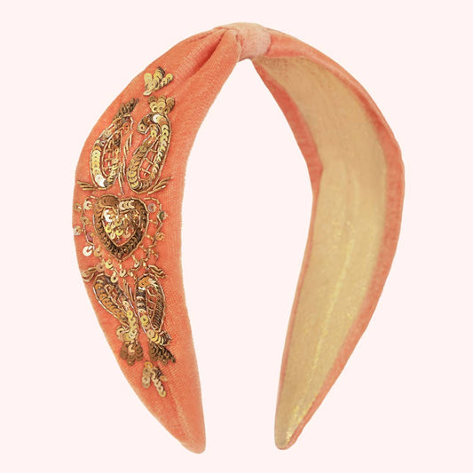 Powder Design inc - US - Velvet Embellished Headband - Coral Heart