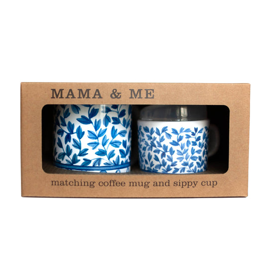Helmsie - Blue and White Mama and Me Cup Set