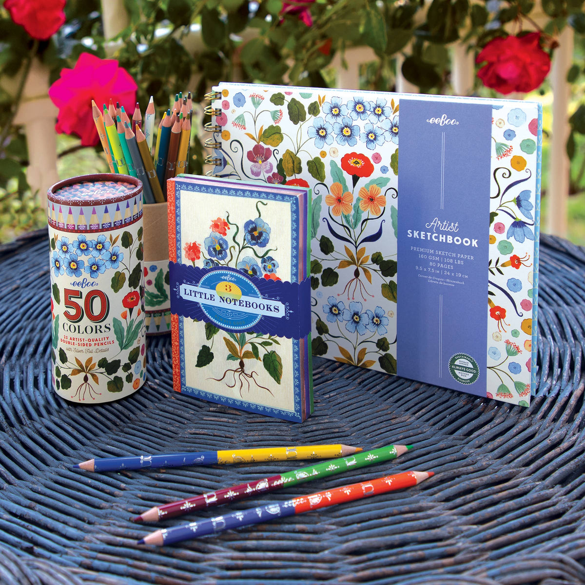 eeBoo - Flora's 25 Double-Sided Colored Pencils (Cream)