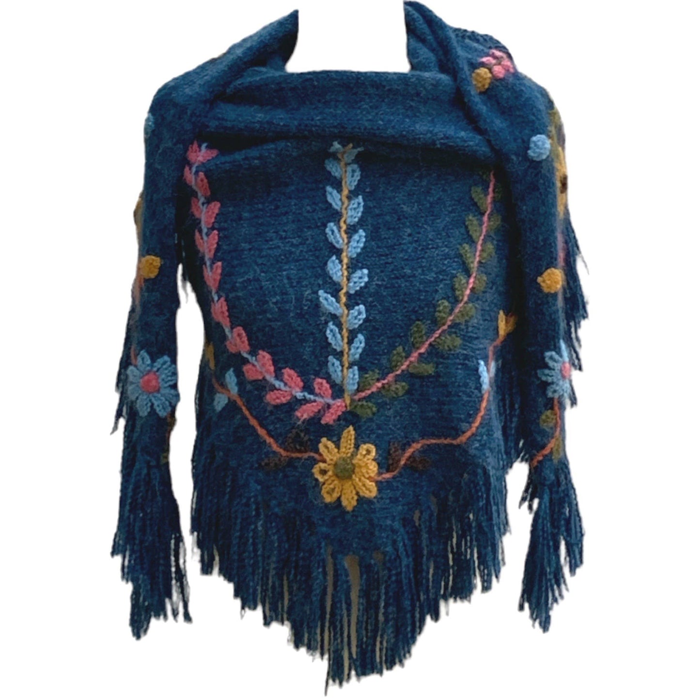 Peruvian Trading Company - Embroidered Flower Vine Shawl-SA64