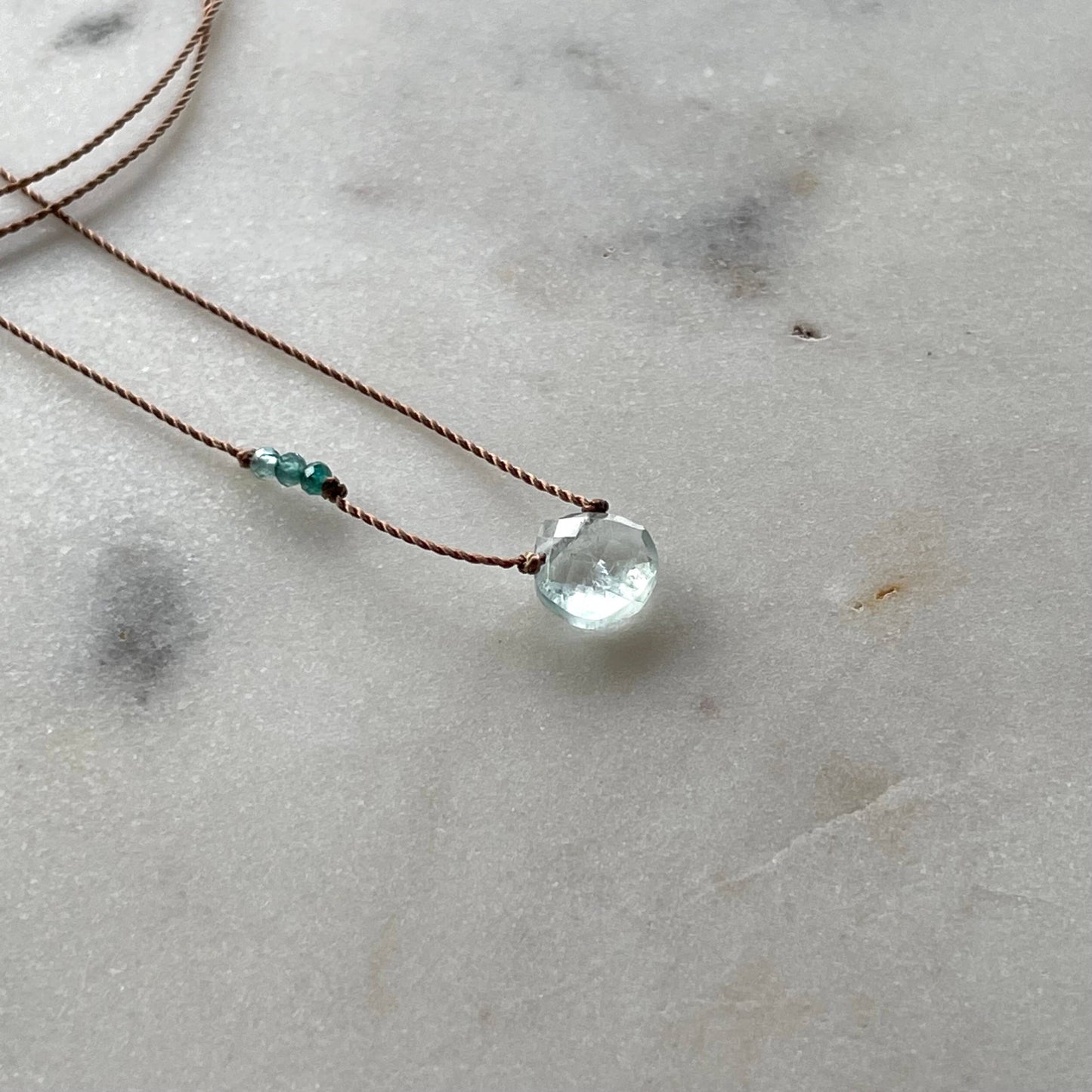 Soulsilk - Aquamarine with Emerald Necklace- Courage
