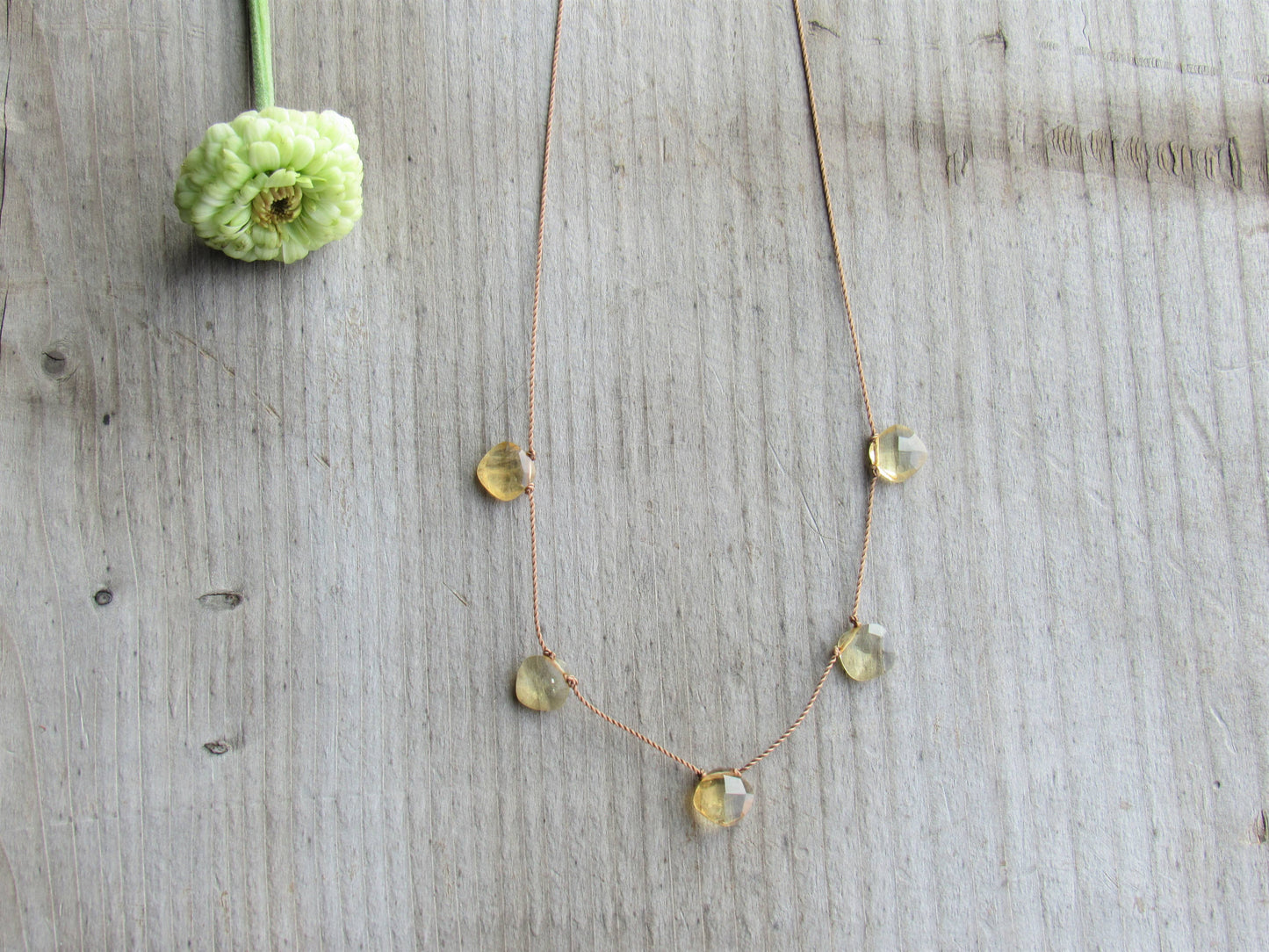 Soulsilk - Citrine 5 Stone Necklace- Happiness