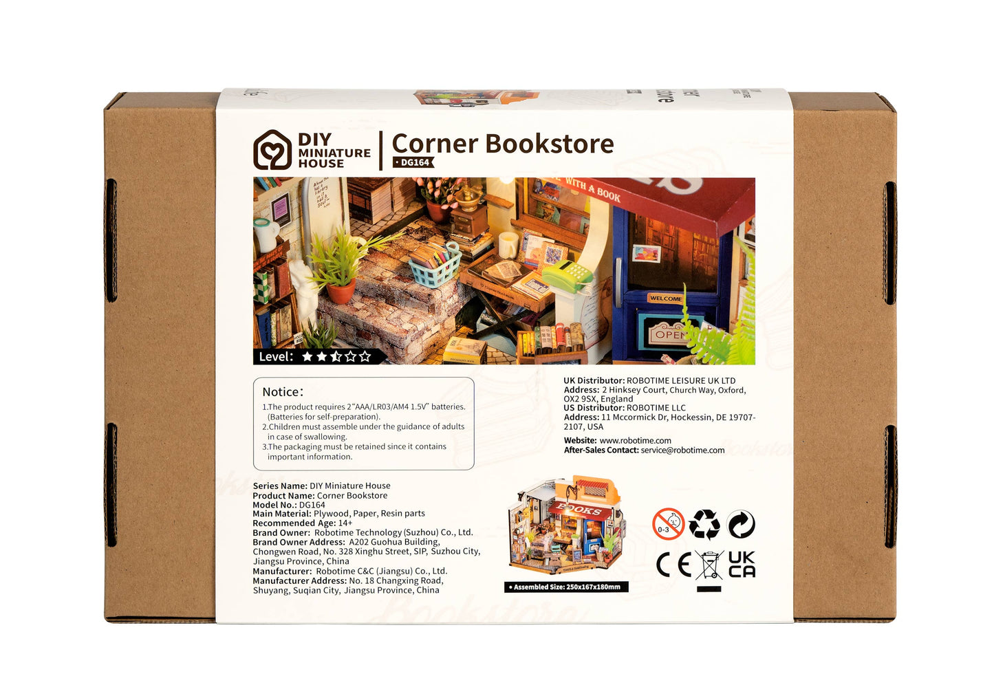Robotime - DG164 Corner Bookstore Rolife DIY Miniature House Kit