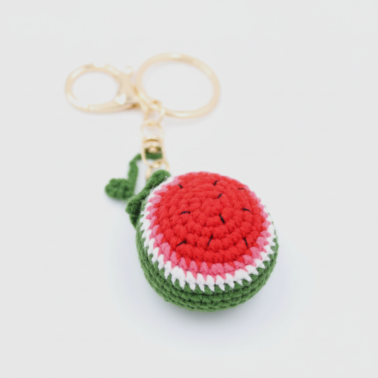 Hand-Knitted Watermelon Keychain keeps Summertime Alive