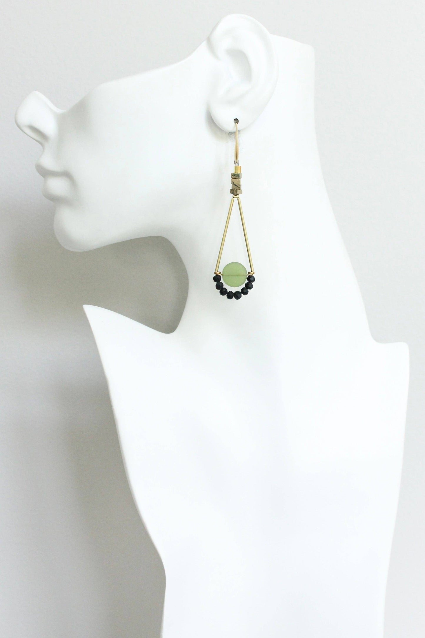 David Aubrey Jewelry - Olivine Glass Geometric Dangle Earrings