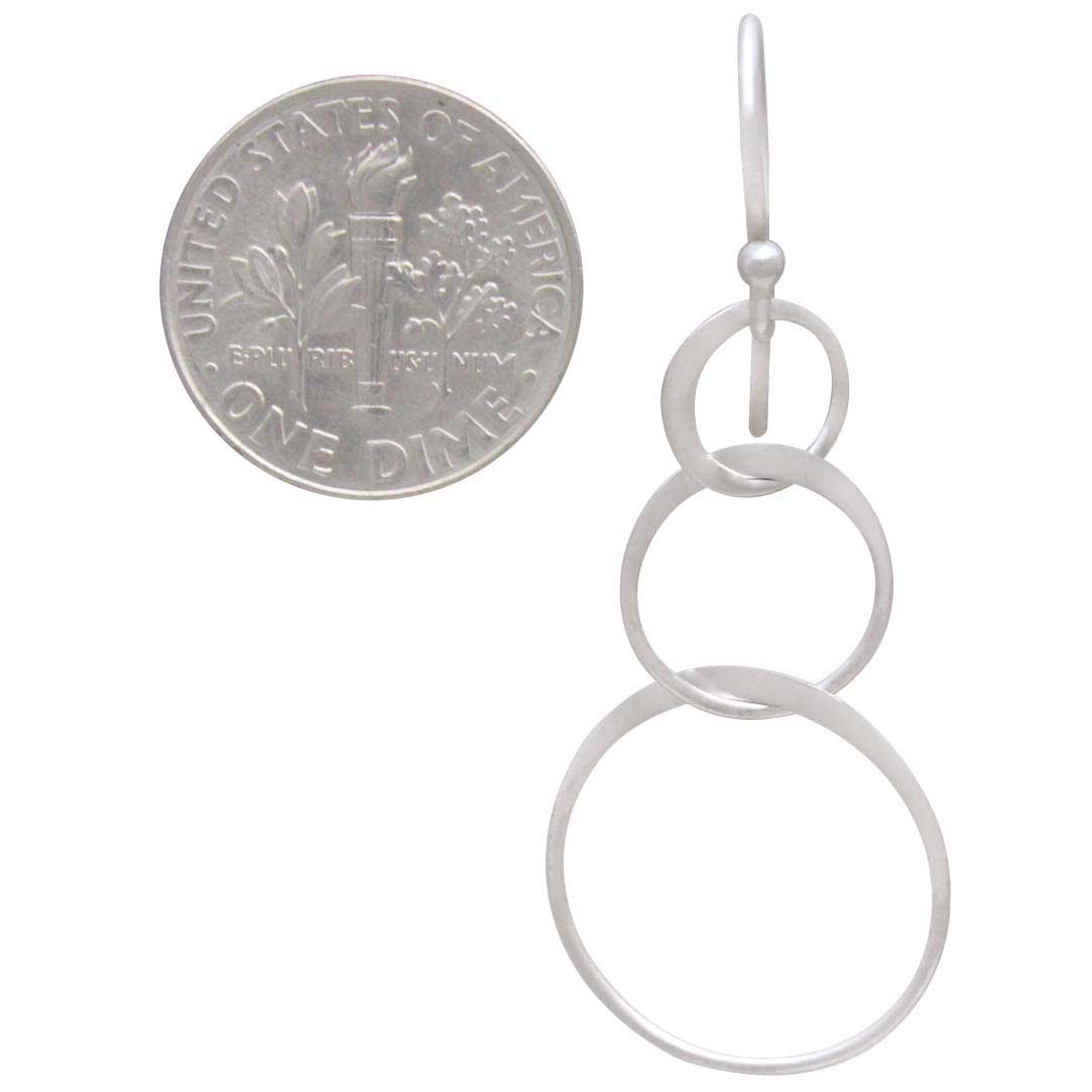 Nina Designs - Sterling Silver Three Circle of Life Earrings 46x18mm