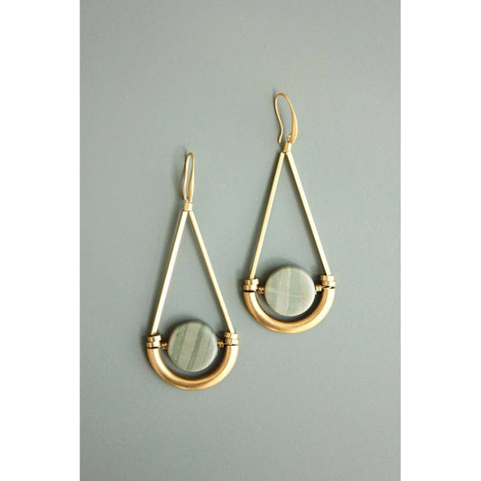 David Aubrey Jewelry - ATHE39 Brass and jasper earrings