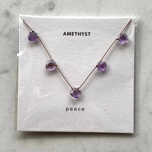 Soulsilk - Amethyst 5 Stone Necklace- Peace