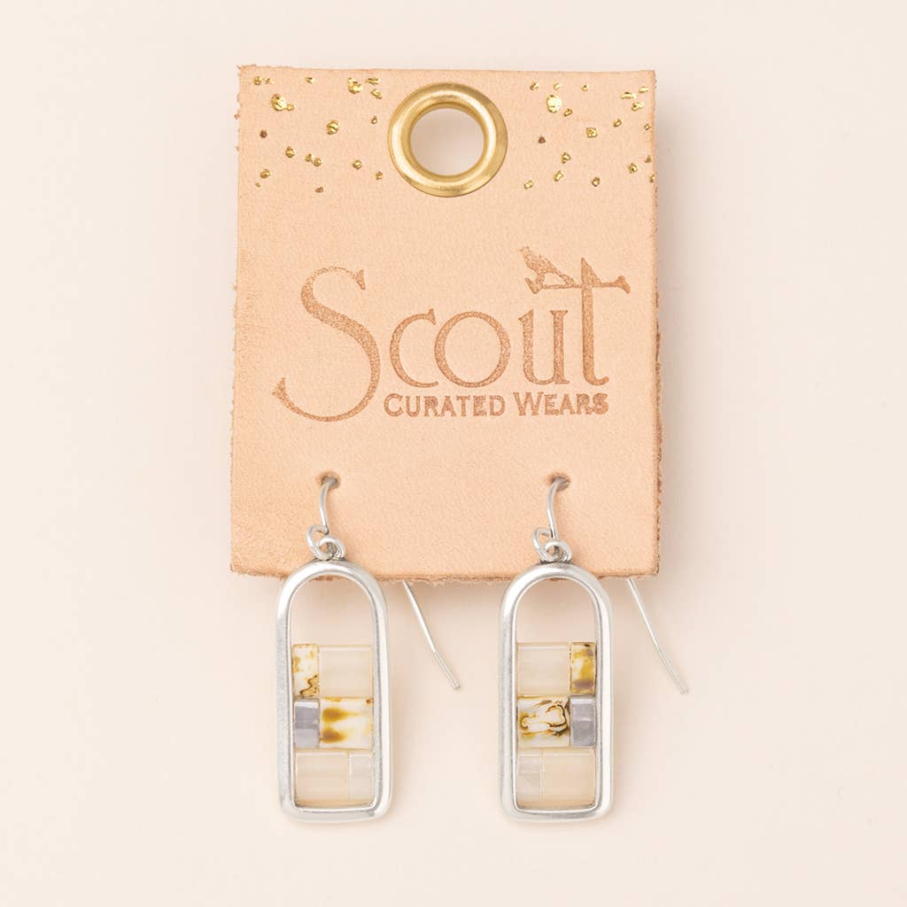 Scout Curated Wears - Good Karma Miyuki Frame Earring - Ivory/Silver