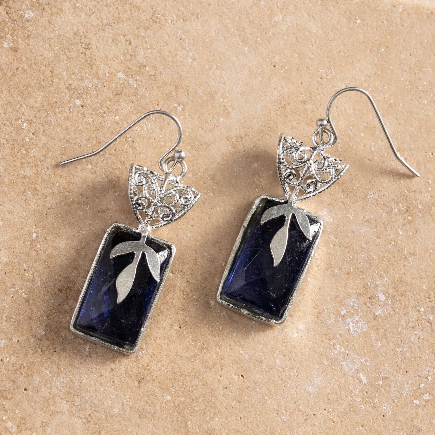 Ten Thousand Villages - Chandra Glass Stone & Leaf Earrings