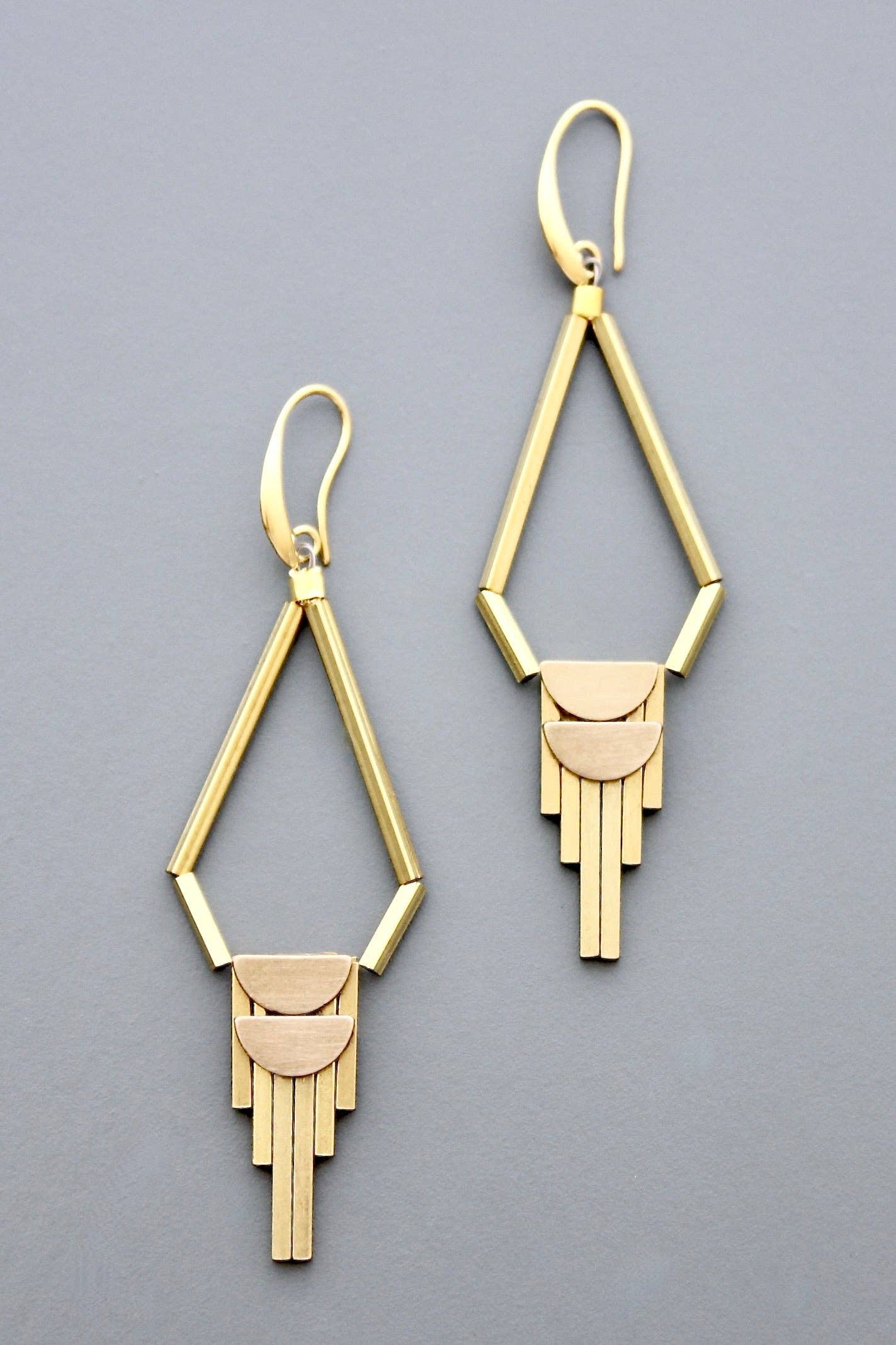 David Aubrey Jewelry - HYLE83 Brass Artdeco Dangle Earrings