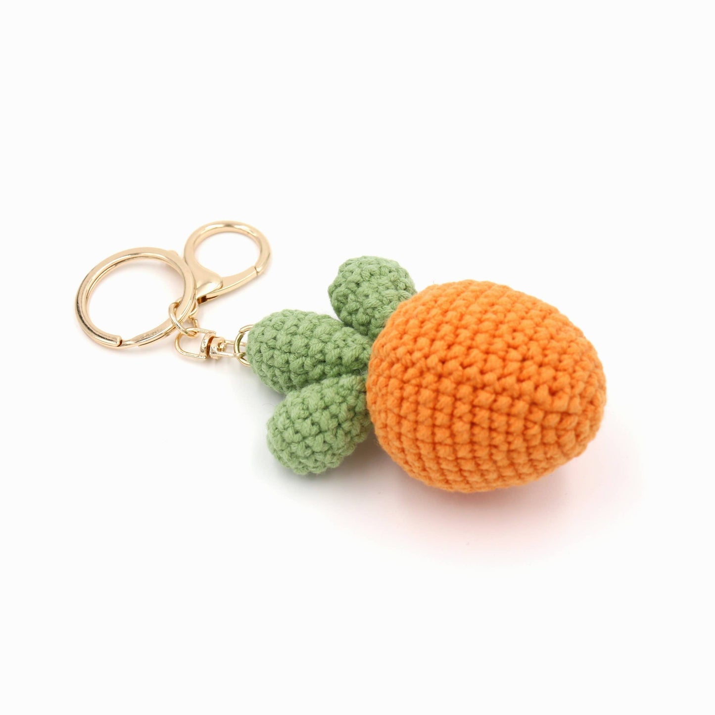 Hand-Knitted Carrot Yarn Keychain for a Playful Touch