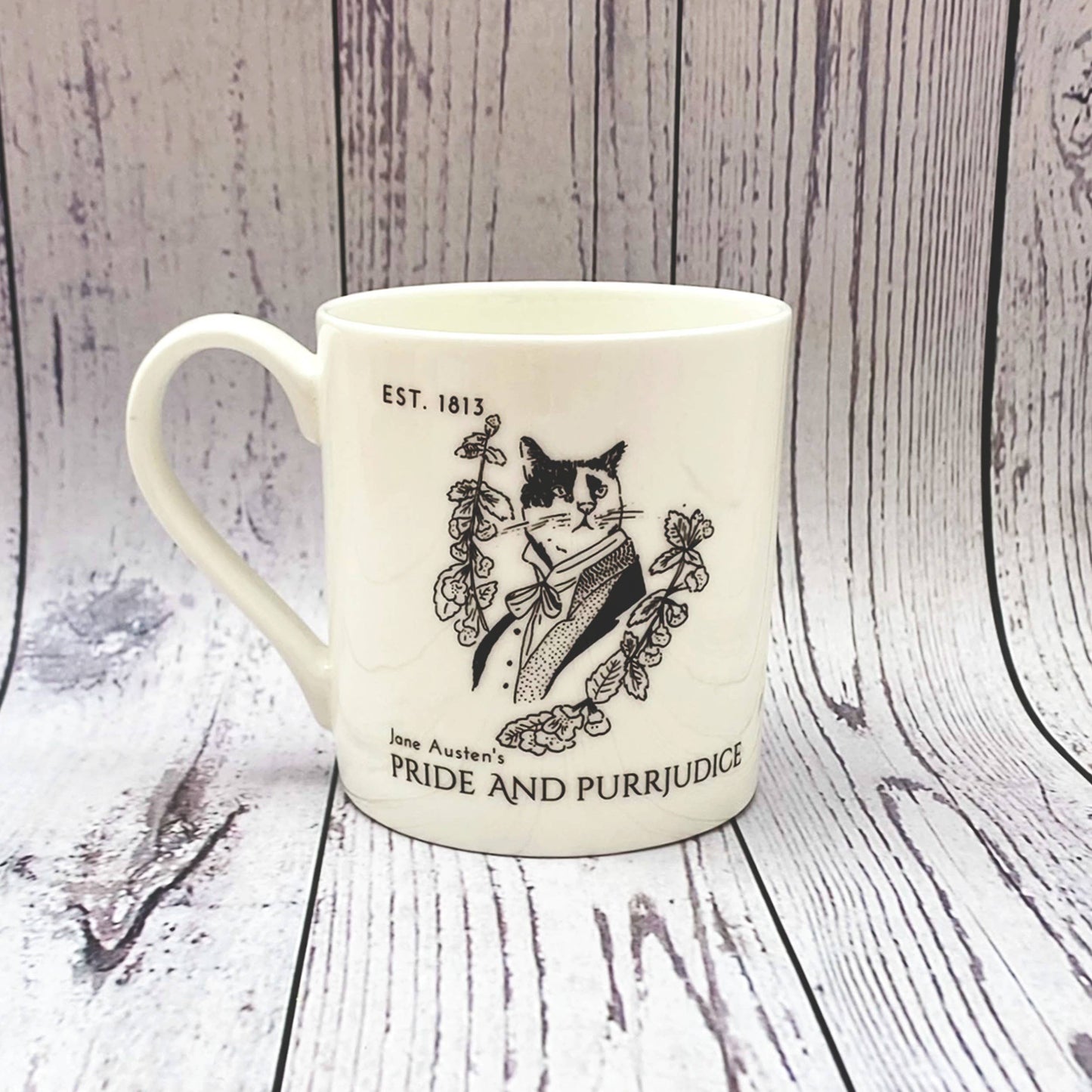 GiftSmith - Jane Austen's Mr Darcy Literary Cat Bone China Mug