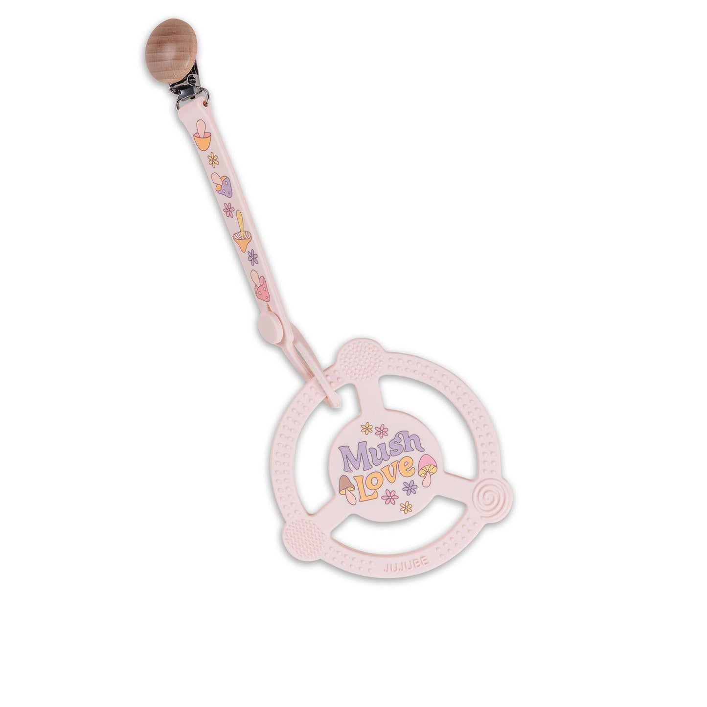 JuJuBe - Silicone Teether Ring with Detachable Clip Mushy Love