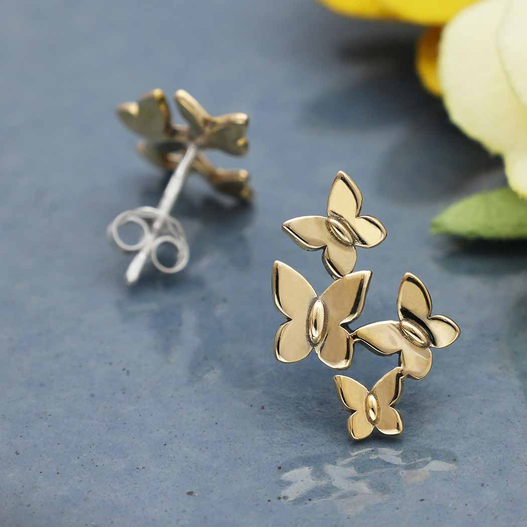 Nina Designs - Butterfly Cluster Post Earrings 17x11mm